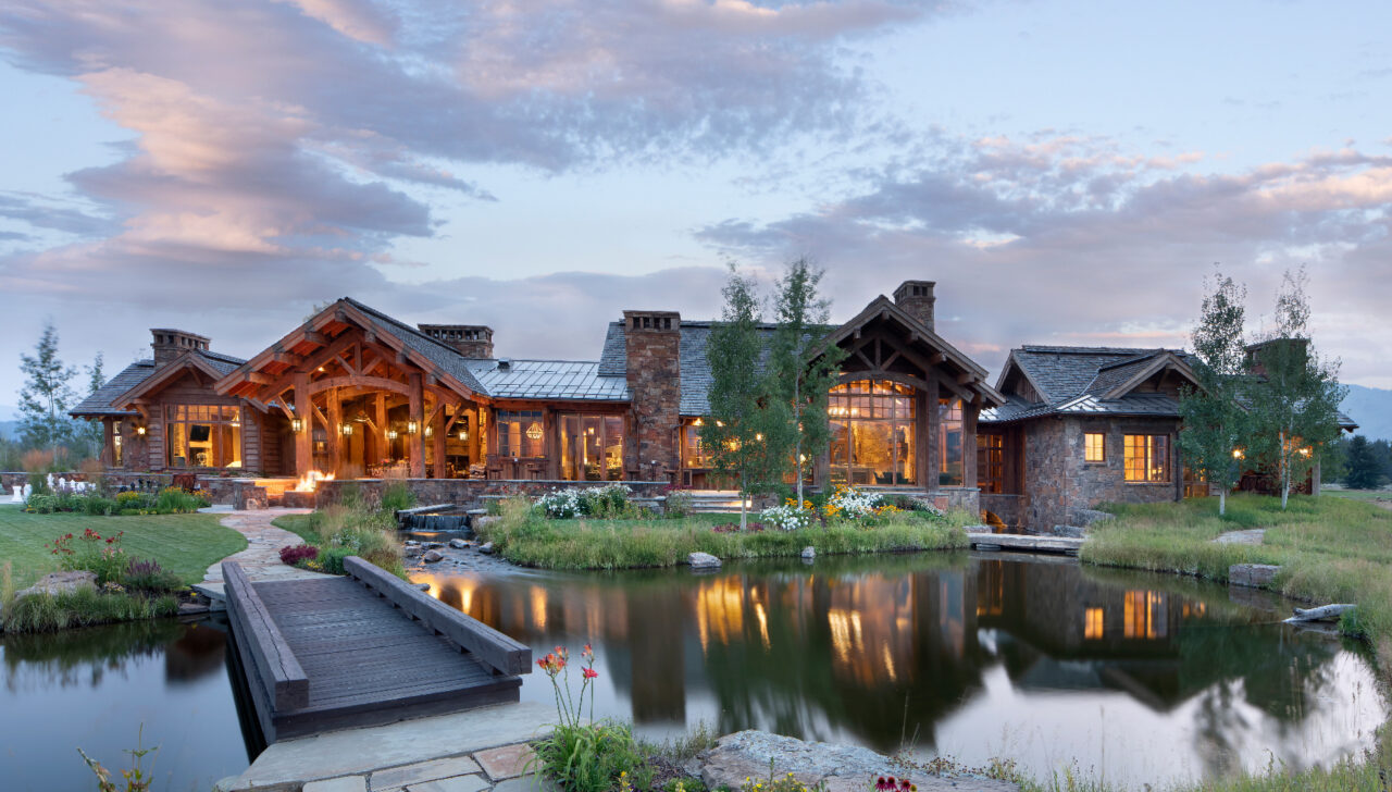 montana home builders pond bridge walkway