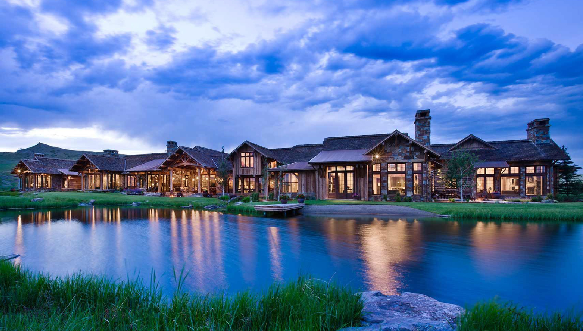 montana home builders dock and pond exterior